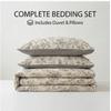 Pure Cotton Four-piece Set - Retro Floral Buttoned Bed Sheets and Pillowcases Set