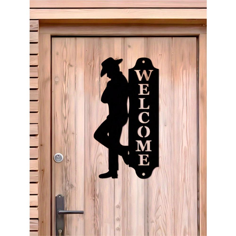 Metal Gentleman Wall Art Silhouette, Outdoor Indoor Home Decor Welcome Sign TY6487