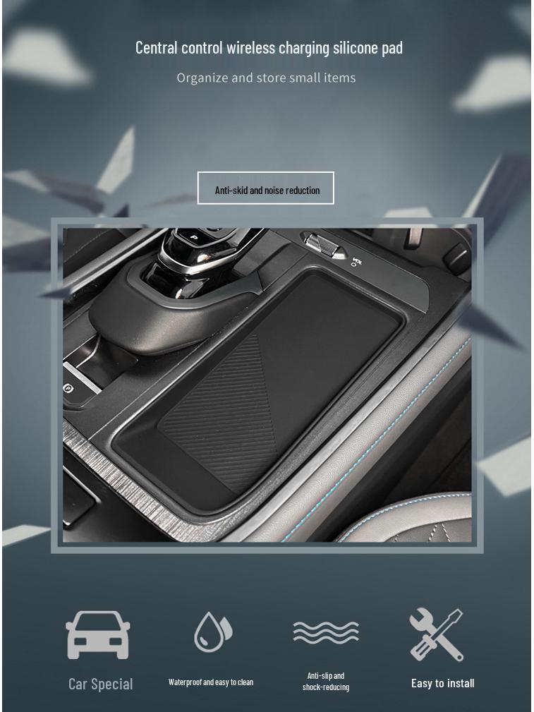 Ford Edge 23 Kabellose Lade Silikonmatte: Rutschfeste Aufbewahrungsmatte für die Mittelkonsole