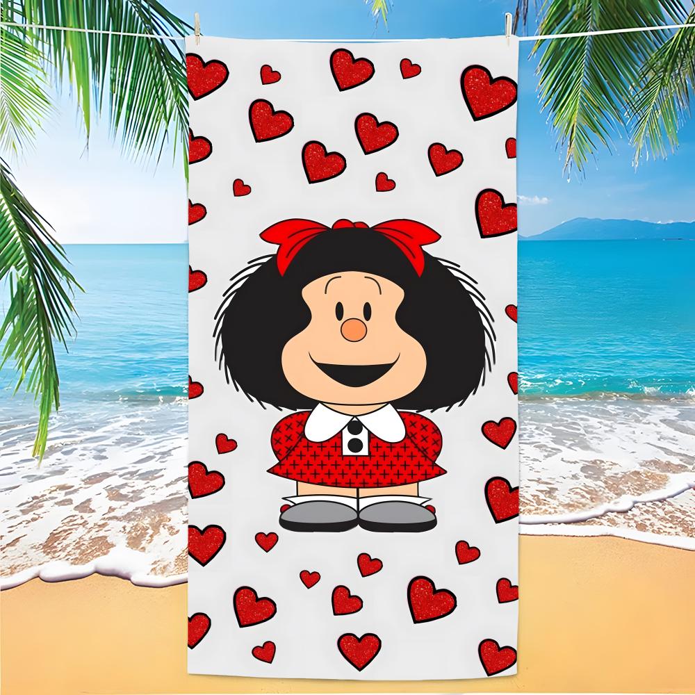 Anime Mafalda Towel Polyester Beach Towel Quick Dry Sand Free Bath Towel for Summer Pool Travel Vacation