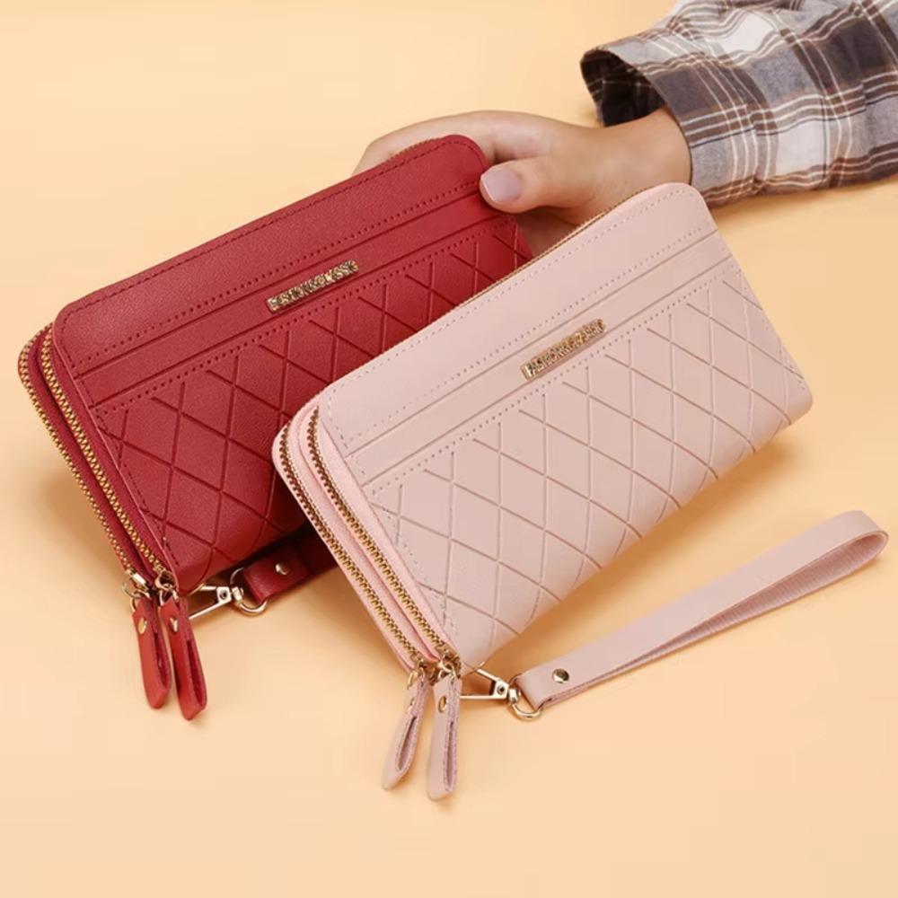 Long Women's Clutch Bag Pu Leather Mobile Phone Bag Simple Lady Long Wallet  Card Holder