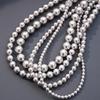 Women's Magnet Silver Gray Chrome Pearl Necklace