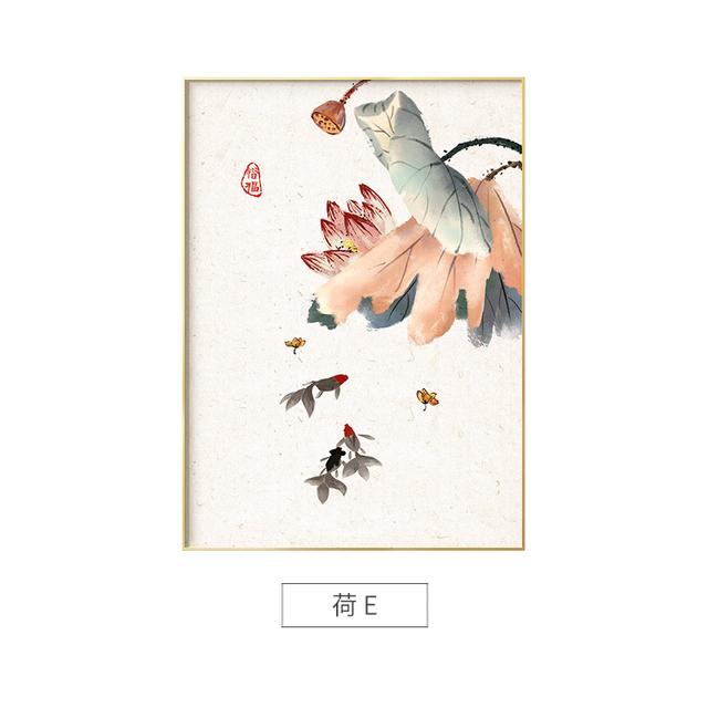 Traditional Chinese Lotus Wall Art Canvas Painting Plant Posters and Prints Wall Picture For Living Room Bedroom Home Decoration