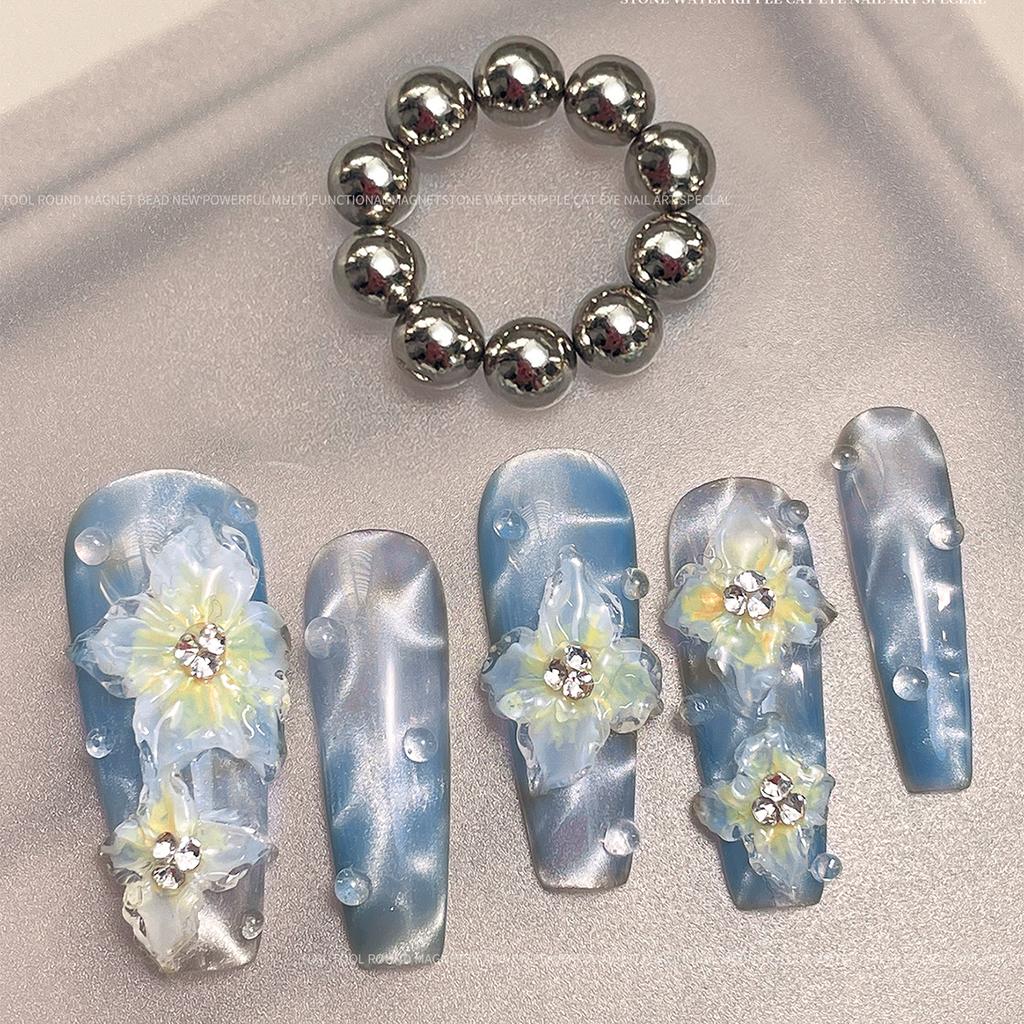 10Pcs Round Magnetic Bead Set For Nail Art Multi-Functional Strong Magnet Stones for Water Wave Ripple Cat Eye Design Nail Tools