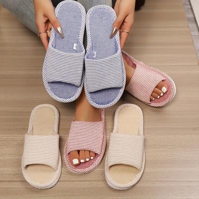 Unisex's Slippers Striped Slippers Soft Indoor Slippers for All Season