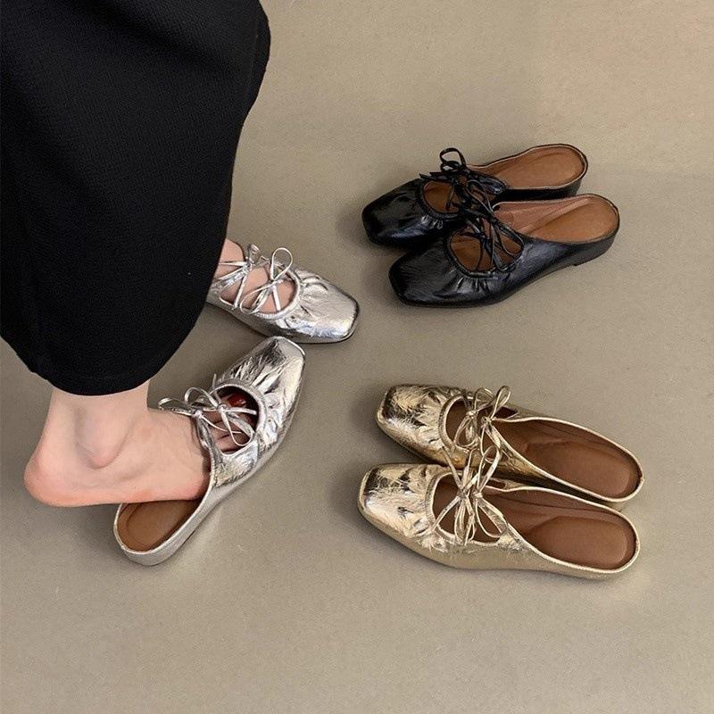 Inner Heightening Bag Head Half Slippers Women Wear Silver Sandals French Temperament Fairy Wind Slope Heel Platform Single Shoes In Summer