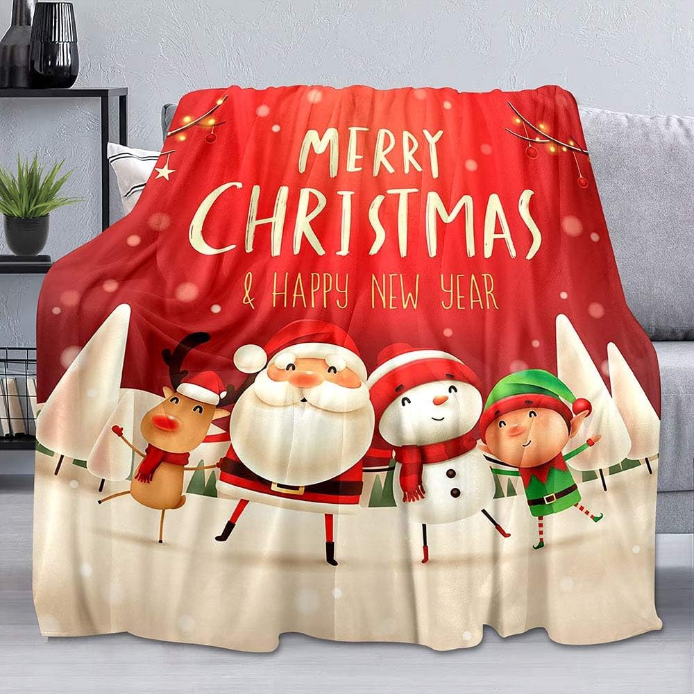 African American Black Santa Claus Throw Blanket, Christmas Snowflake Xmas Gifts Winter Holiday, Soft Plush Flannel Fleece for