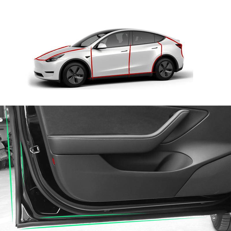 For Tesla Model 3/Y 2017-2025 Door Trim Moulding Door Seal Kit Soundproof Rubber Weather Draft Seal Strip Noise Reduction Kit