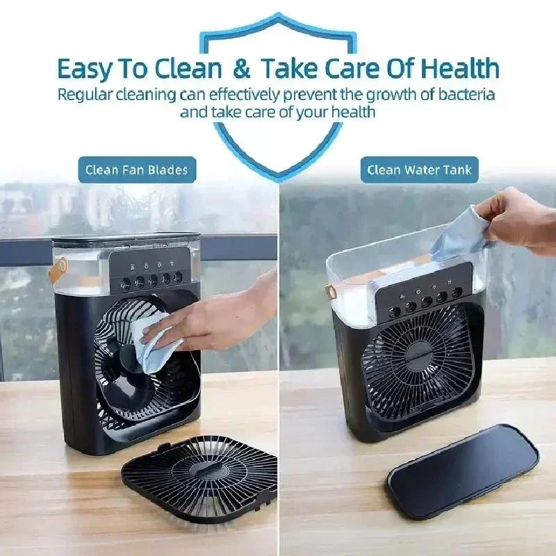 Household Portable Cooling Air Cooler3-in-1Multifunctional Mini Fan Humidifier LED Night Light Personal Air Conditioner for Dorm
