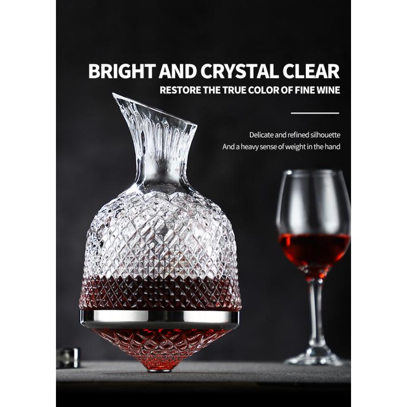 High Grade Crystal Glass 360 Rotating Decanter Tumbler 1500ml Decanter Wine Dispenser Aerator Mirror Jug Gift Bar Decoration