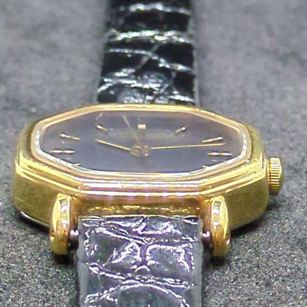 Used SEIKO Octagon Gold Black Dial Ladies Watch