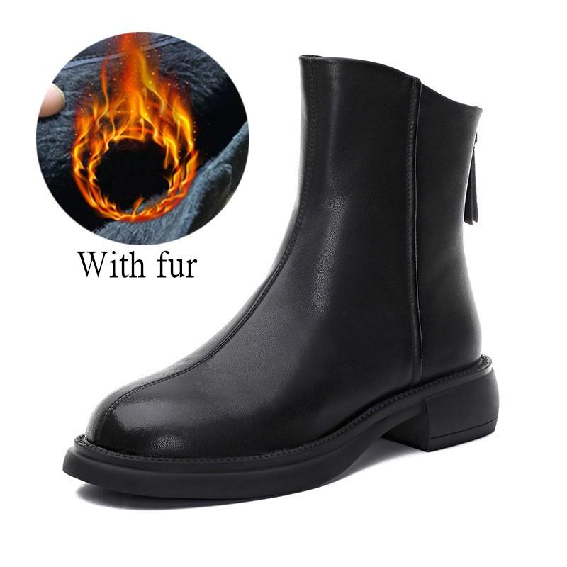 Fashion Women Ankle Boots Genuine Leather British Style 2025 New Winter Fashion Women Boots Thick Bottom Lace-up Short Boots Women