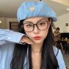 Cloud Octagonal Hat~ Ins Fashion Denim Beret Women's Autumn and Winter Big Head Circumference Painter Hat Denim Warm Hat