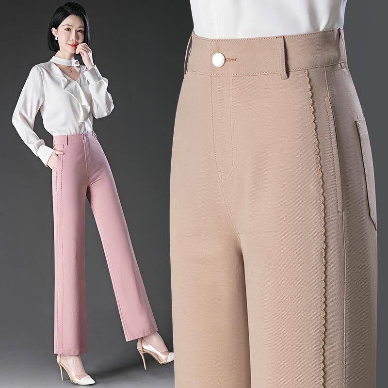 

High-waisted Slimming Straight-Leg Jeans for Women - 2025 Spring/Summer Collection: Elastic Loose Fit with Narrowing Wide Legs for Middle-Aged Moms Size 27 / 80-95 Jin рожевий