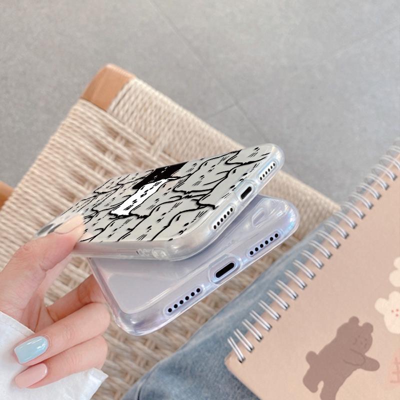 Husă din silicon cu pisică neagră drăguță, moale, transparentă, pentru Xiaomi Redmi Note 13 14T 15 Samsung A55 A35 S24 iPhone 15 Huawei Honor Camera de protecție antișoc