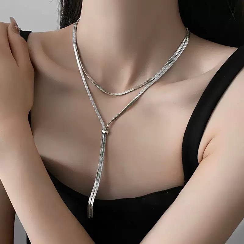 Hot Sale Adjustable Alloy Chain Simple Fashion Premium Sense Pull-out Titanium Steel Necklace Women's Versatile Clothing Accessories
