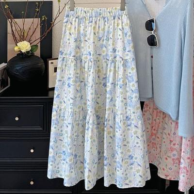 Women's Spring/Summer High-Waist A-Line Umbrella Midi Skirt - Slim-Fit Elegant Versatile Half Skirt