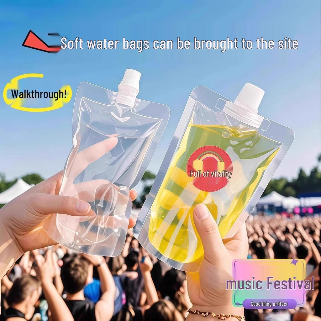 Przenośny miękki worek na wodę na festiwal muzyczny - spożywczy, duża pojemność, ustnik easy-flow do picia