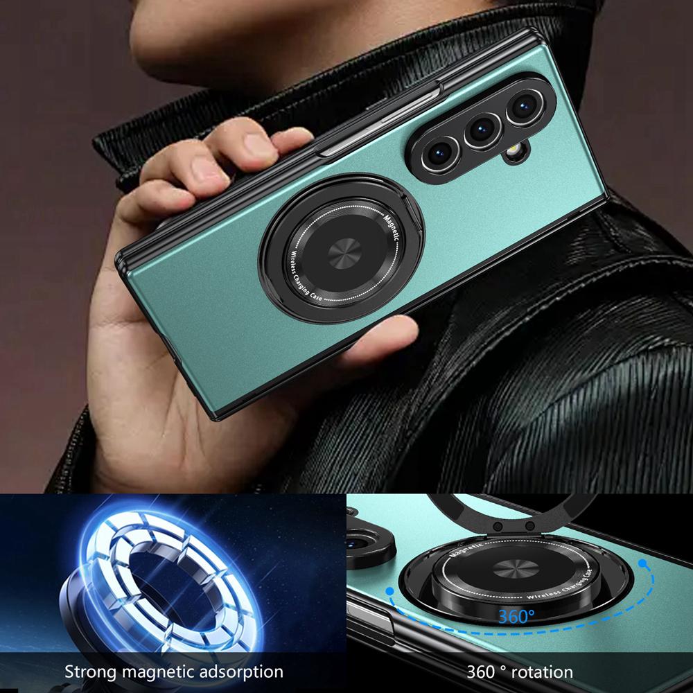 KEYSION 360°Rotating Magnetic Ring Stand Case for MagSafe for Samsung Galaxy Z Fold 7 5G Hinge Phone Cover with Screen Protector