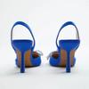 Fashion Women Blue Slingback Pumps High Heels Crystal Bowknot Party Dress Shoes Woman Sexy Pointed Toe Stiletto Heel Sandals Summer 2025