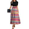 Women's Fashion Casual Belted Short Sleeve Round Neck Geometric Splicing Elegant Temperament Dresses