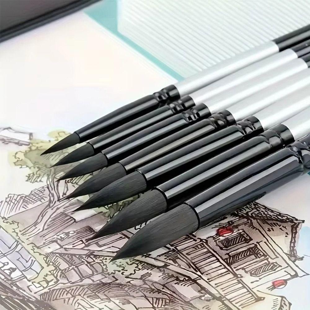 7Pcs/Set Beginner Artist Kit Gouache Painting Pen Round/Pointed Tips Paint Brushes Set  Art Class