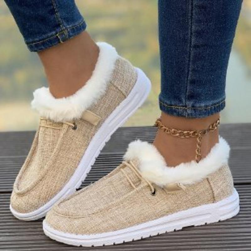 Winter new large size velvet warm women's shoes flat bottom round head one pedal casual shoes women