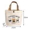 Cute Bear Small Versatile Handbag Mini Canvas Bag Female Student Lunch Box Bag Simple Tote Bag Office Worker Lunch Bag