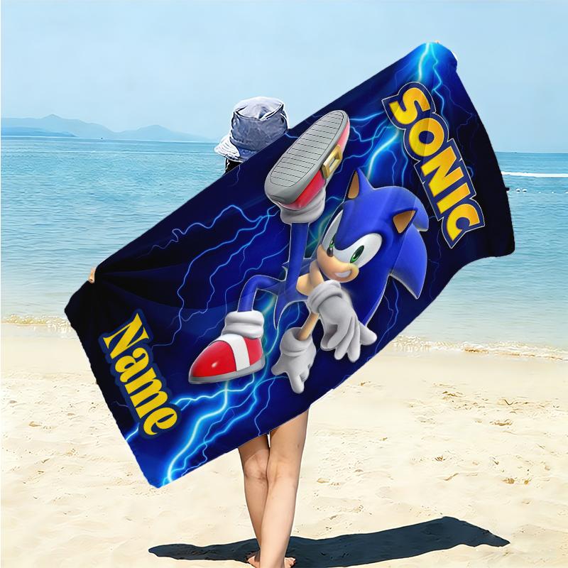 Personalized Sonic Adventure Beach Towel Microfiber Beach Towel Thin Absorbent for Beach Swimming Yoga Bath Sports. 091086