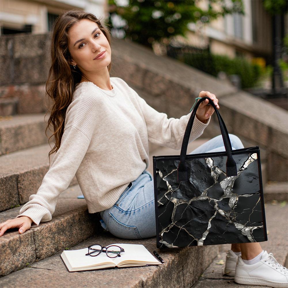 Stylish Crack Pattern Tote Bag Large Capacity Fashion Carryall for Daily Use Shopping