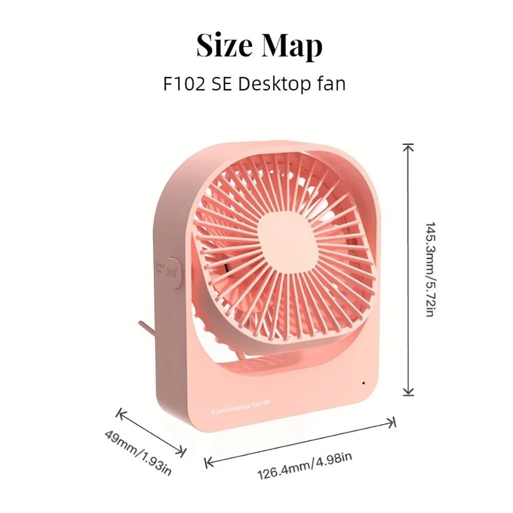 USB Desk Fan Strong Airflow & Quiet Operation Three-Speed Wind Mini Table Fan 360° Adjustable Head for Home Office Bedroom
