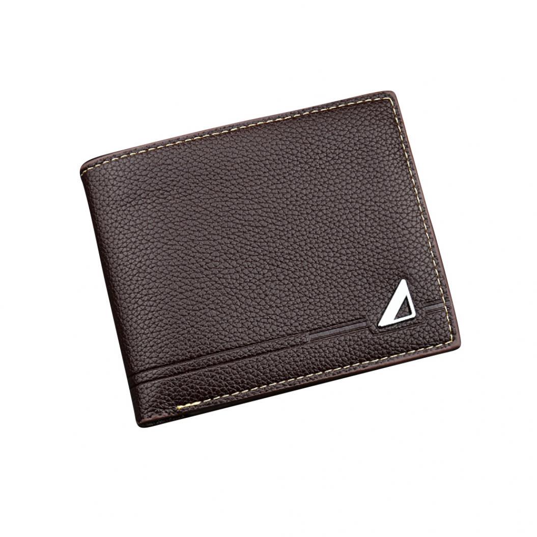 Cartera corta informal de piel sintética para hombre, tarjetero