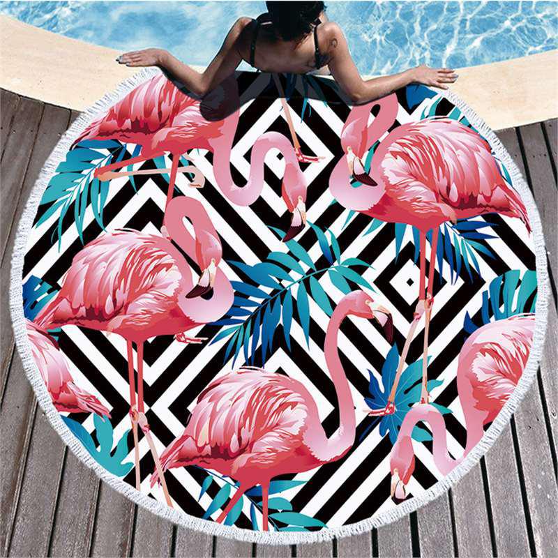 Seria Flamingi Ultra-Delikatne Włókno Ręcznik Plażowy i Mata Wewnętrzna/Zewnętrzna