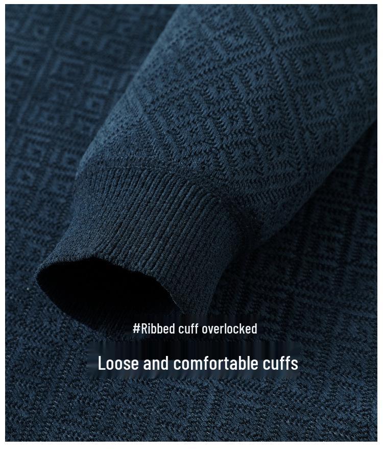 Kangaroo Daddy Winter Chenille Sweater - Fleece-Lined, Thick Knit Round Neck Pullover for Middle-Aged & Elderly Men