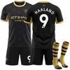 Set Tricou Negru de Rezervă Manchester City 2026-27 Haaland 9 Tricou Fotbal Club Echipament de Antrenament