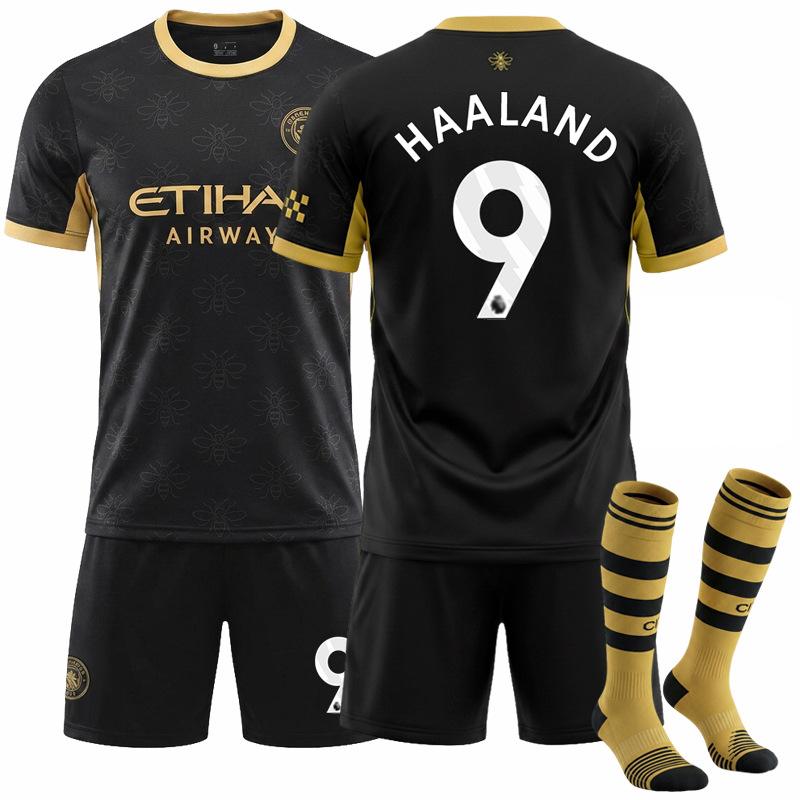 Set Tricou Negru de Rezervă Manchester City 2026-27 Haaland 9 Tricou Fotbal Club Echipament de Antrenament