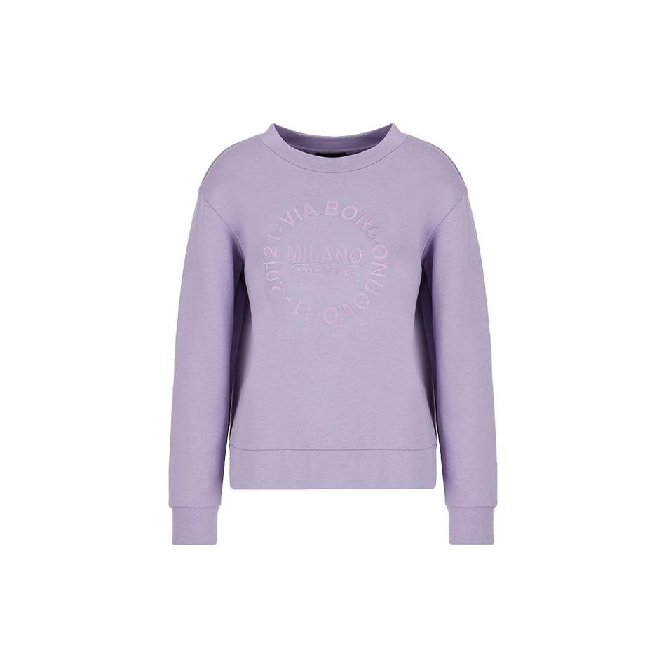Emporio Armani FW22 Letter Logo Embroidered Solid Color Crew Neck Long Sleeve Sweatshirt Women sweatshirt Purple 6L2M7D-2J49Z-0831 XS