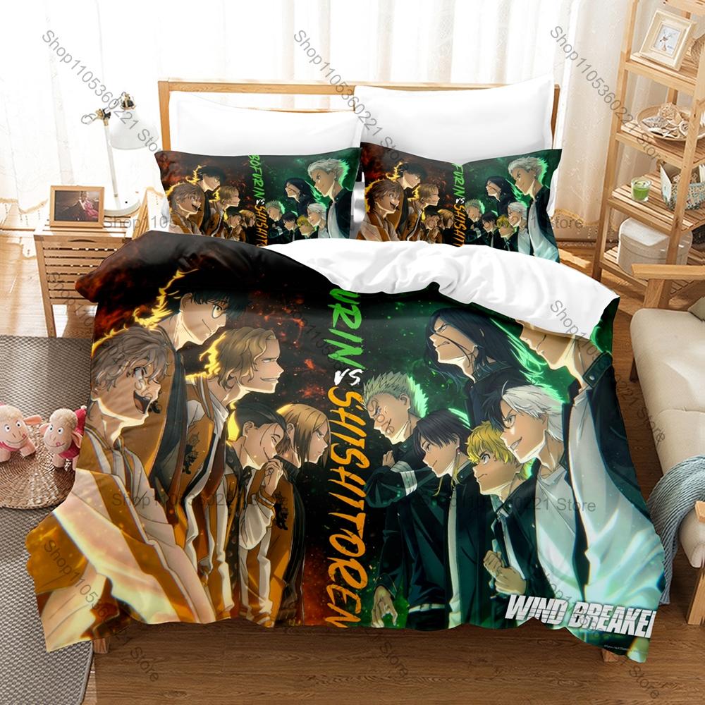WIND BREAKER 2 Anime Style 3PCS Bedding Set Cozy Microfiber Bedding Kit Durable Design for Single Double Bed Room