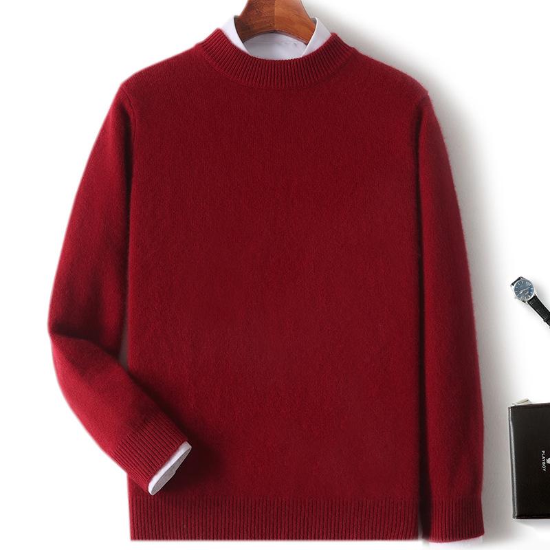 New cashmere sweater thickened semi-turtleneck pullover sweater with cashmere sweater men's inside
