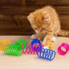 12pcs/set Colorful Cat Spring Toy Bite Resistant Plastic Kitten Spiral Springs Scratch Resistant Coil Spring Toy