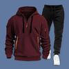 2Pcs/Set Men Sweatshirt Pants Set Hooded Drawstring Long Sleeve Sport Tops Elastic Waist Long Pants Set Solid Color Baggy Tracksuit