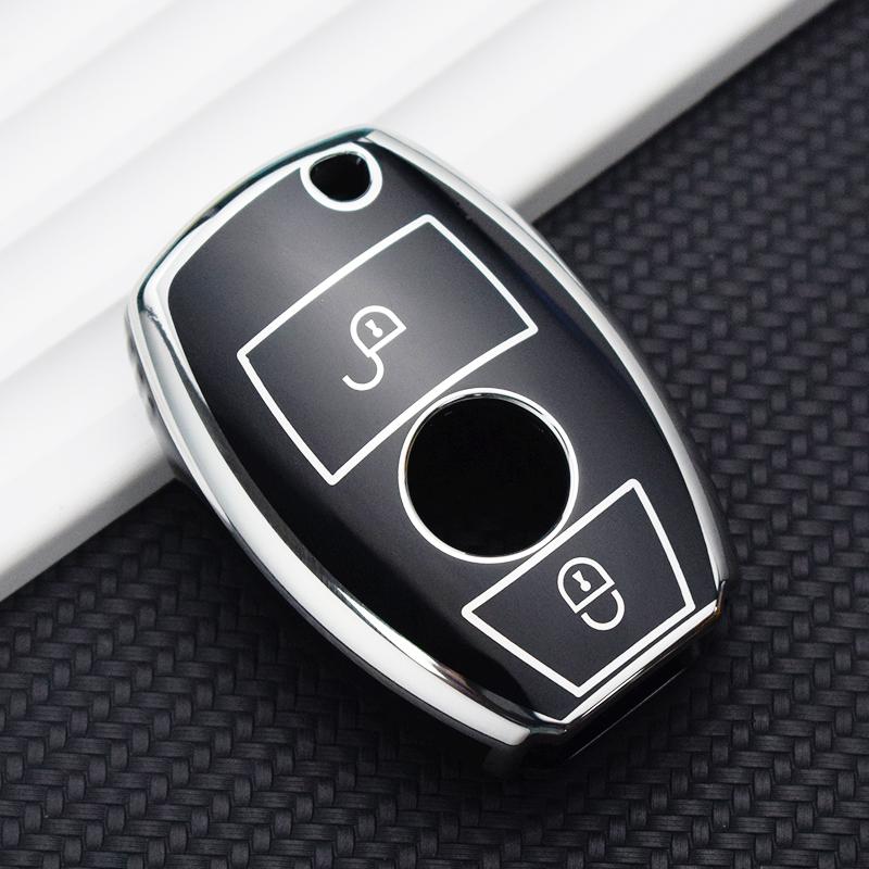 Cu 2 butoane TPU Husa pentru chei de masina Protector Shell Fob pentru Mercedes Benz ABCER Class GLS GLA GLK GLC CLS CLA AMG W204 W205 W212 W463 W176 Accesorii