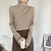 Semi-turtleneck Camel Knitted Sweater Women's Spring Relaxation Simple Long-sleeved Inner Top Base