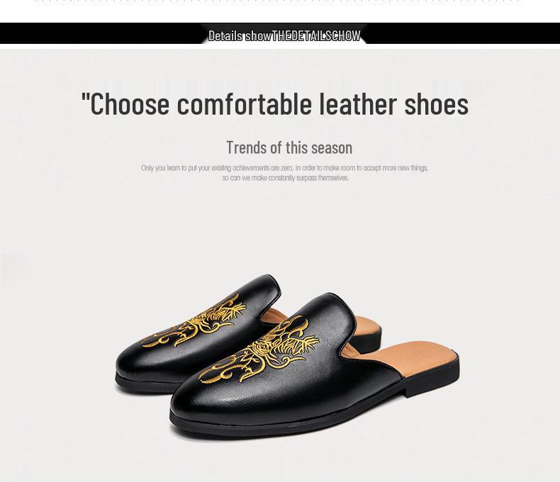 Men's Trendy Korean Slip-on Sandals: British-Style Backless Leather Shoes