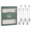 6PCS/Set Stainless Steel Leaf Shape Silver Dessert Spoons for Coffee Ice Cream Cake Teaspoon Set