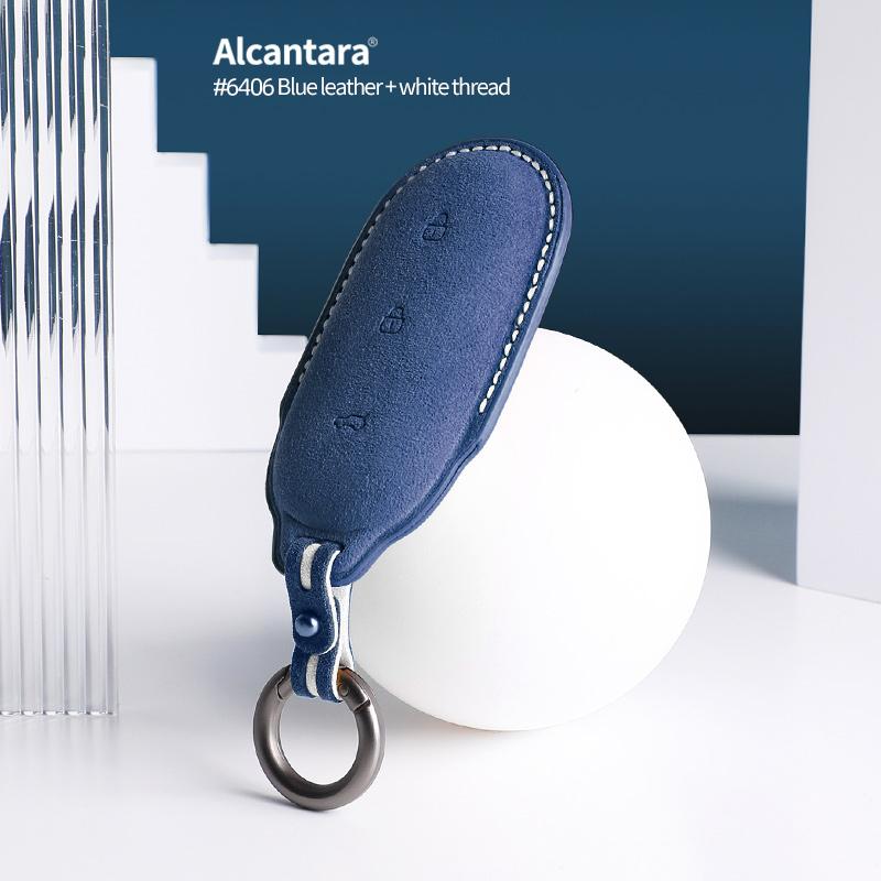 Alcantara Suede For LEADING IDEAL LiXiang L9 L8 L7 Car Key Case Keychain Smart Remote Cover Shell Protector Accessories