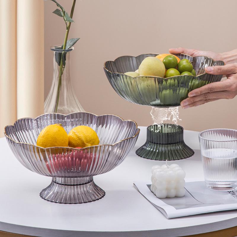 2023 Drenajlı Lüks Meyve ve Atıştırmalık Kasesi - Sehpa İçin Zarif ve Geniş