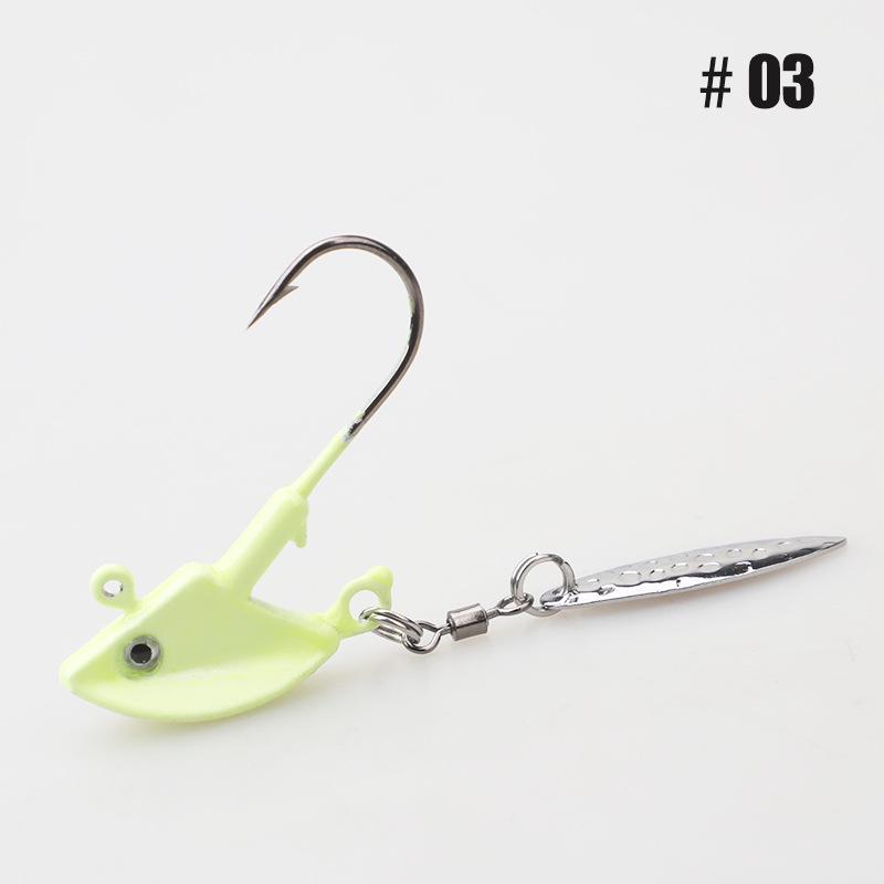 Anti-Hang Rotating Sequin Jig Head Hook with Soft Bait for Bass and Mandarin Fish
