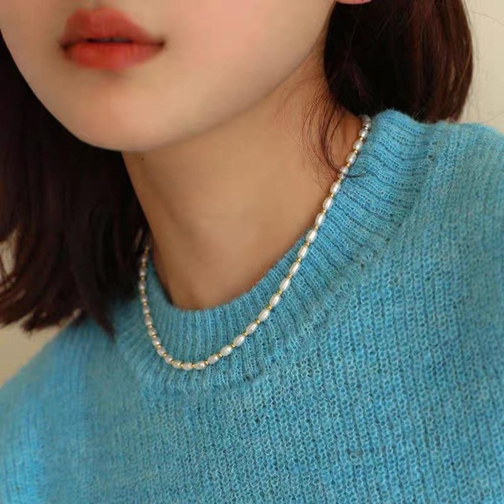 Shijia Pearl Necklace Women's Niche Light Luxury Design High-end Temperament Collarbone Chain Neck Chain Sweater Chain Bead Chain