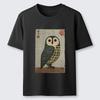 Traditional Owl In Japanese Art TShirt Unisexs and Womens Summer Cotton Clothing Harajuku Fashion Round Neck Short Sleeve Top